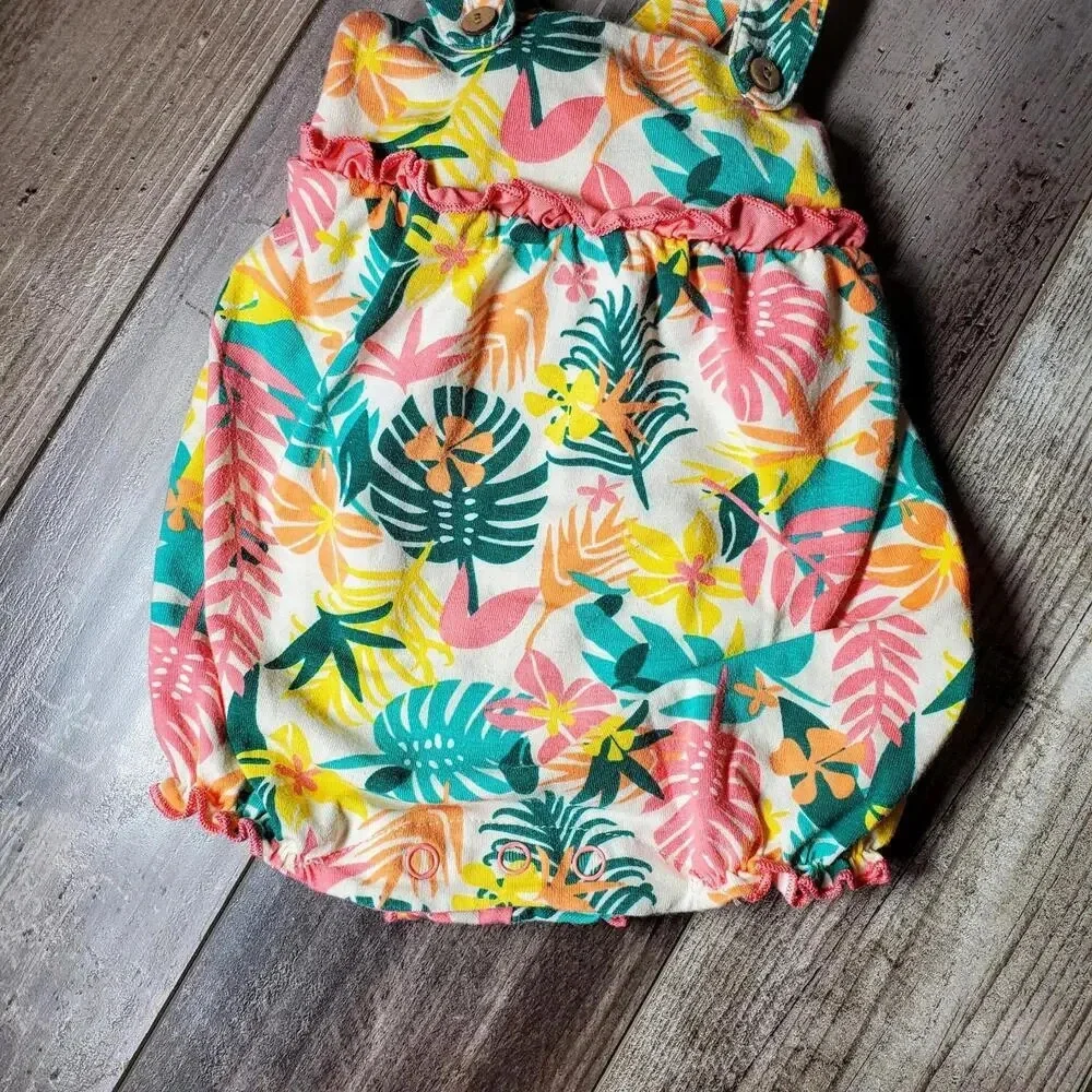 Bonnie Baby Baby Girl Floral Tropical Pastel Romper Outfit Size 0-3M
